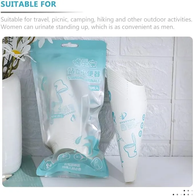 Ciieeo Portable Toilet 30Pcs Disposable Female Urination Device Paper Pee Funnel Women Portable Female Urinal Funnel Standing Pee for Pregnant Wounded Travel Camping Outdoor Activities Go Girl