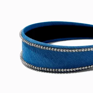 Claire's Crystal Trim Denim Headband | Blue