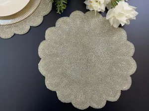 Classic Bead Scalloped Placemat - Silver