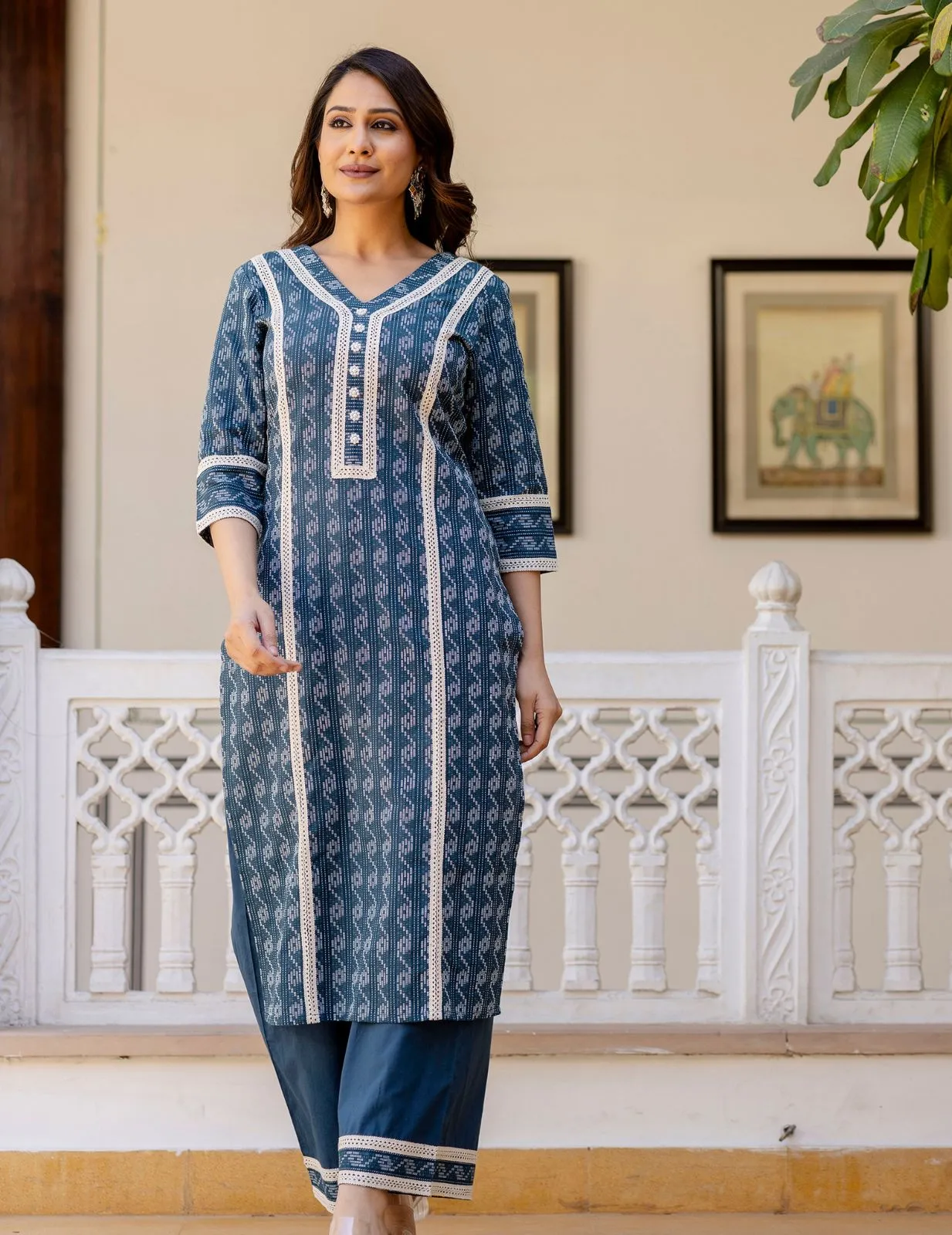 Classic Cotton Kurta Palazzo Set with Dupatta | Comfortable & Stylish