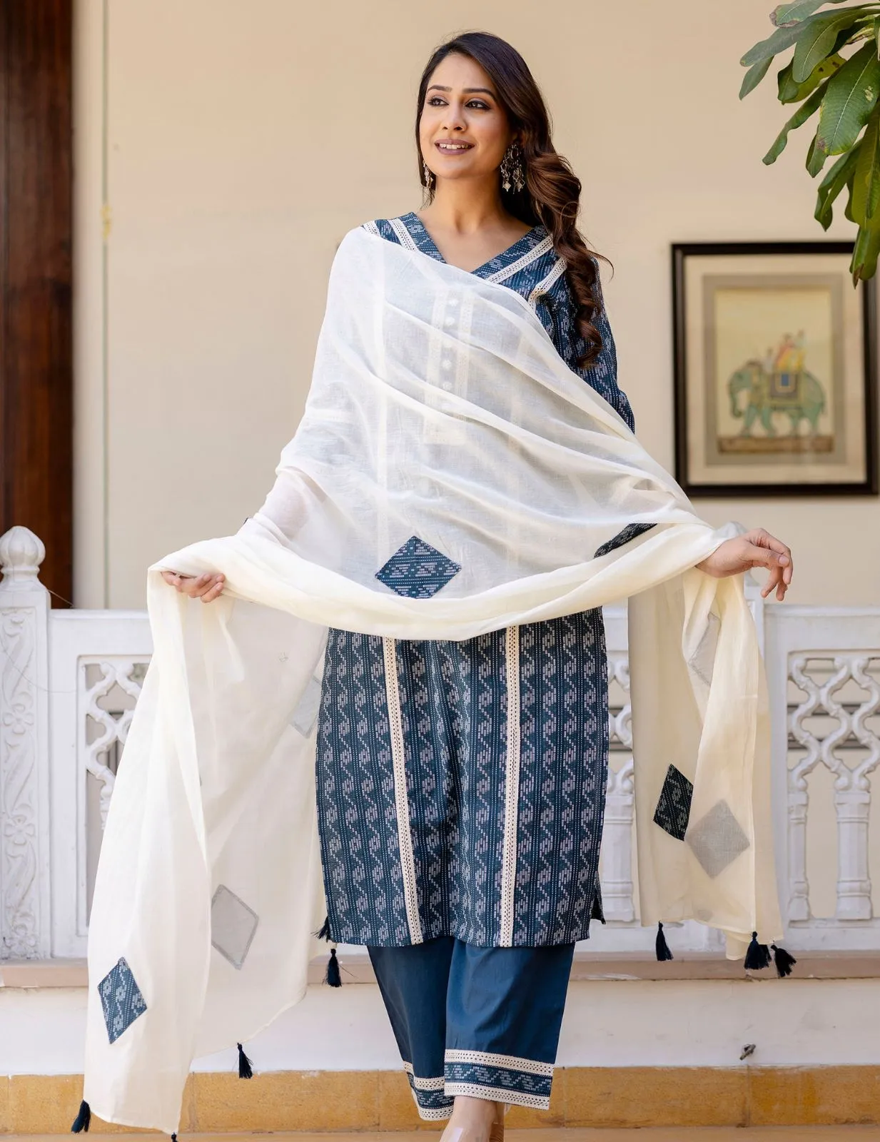 Classic Cotton Kurta Palazzo Set with Dupatta | Comfortable & Stylish