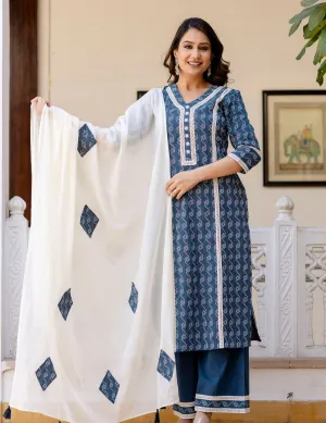 Classic Cotton Kurta Palazzo Set with Dupatta | Comfortable & Stylish