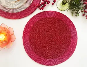 Classic Red Round Beaded Placemat - Set of 4