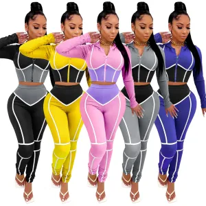 Contrast color sports suit (AY1355)