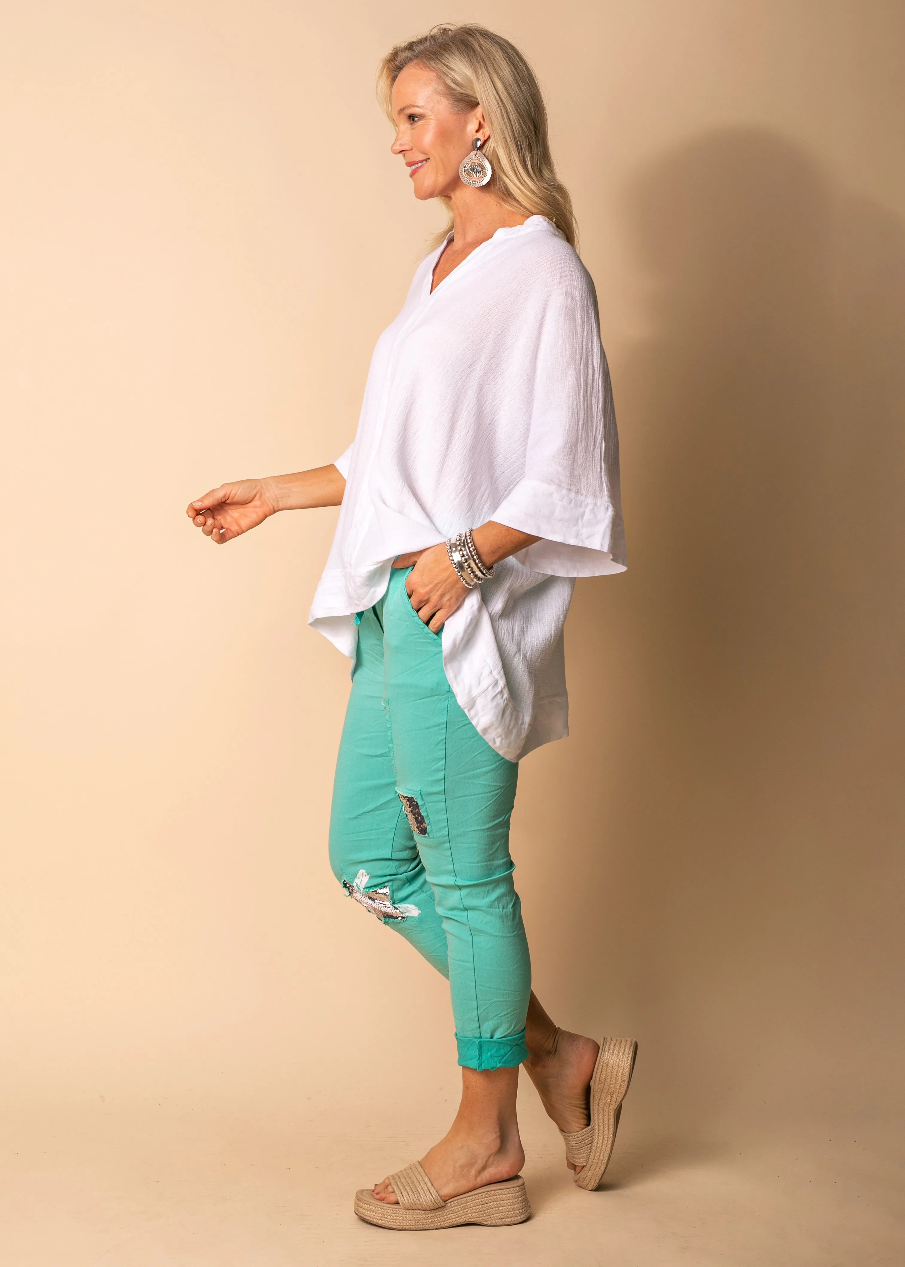 Coralie Pants in Sea Green