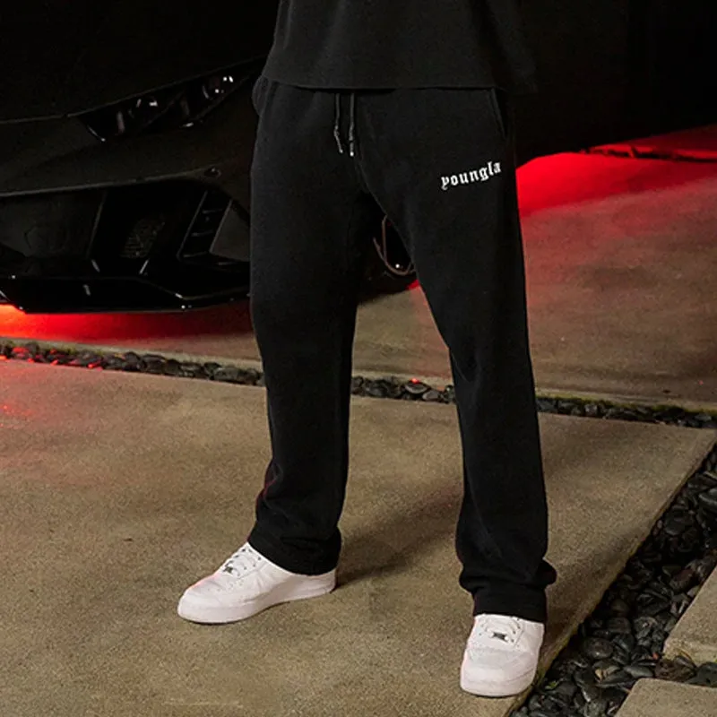 Cotton Fitness Men's Running Wide Leg Casual Straight Pants