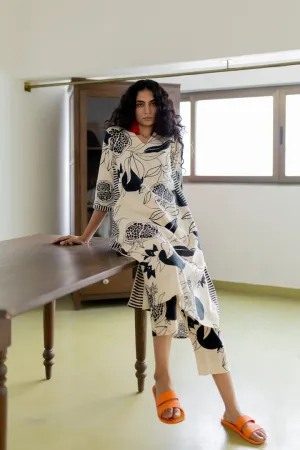 Cream pomegranate print Kurta and Pants set