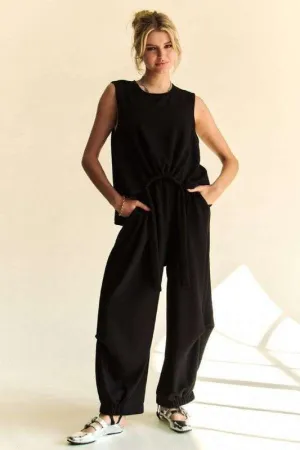 Davi & Dani Pants Set in Black