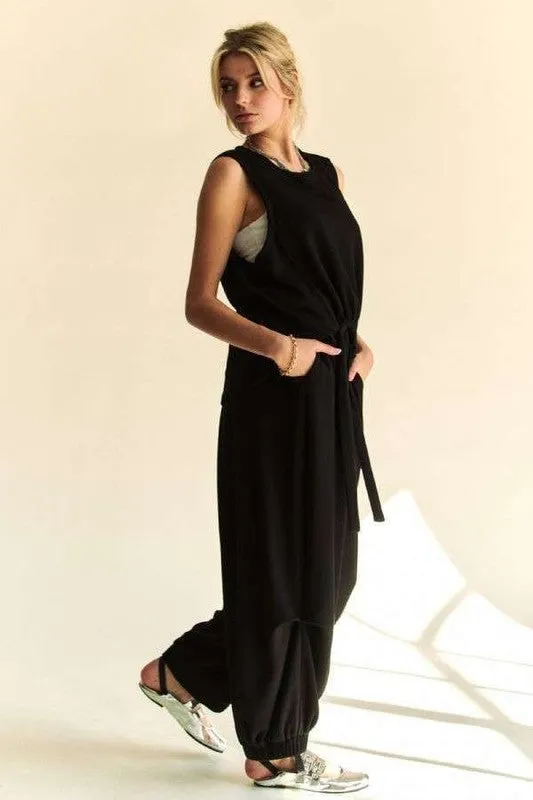 Davi & Dani Pants Set in Black