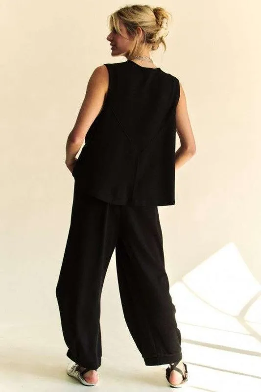 Davi & Dani Pants Set in Black
