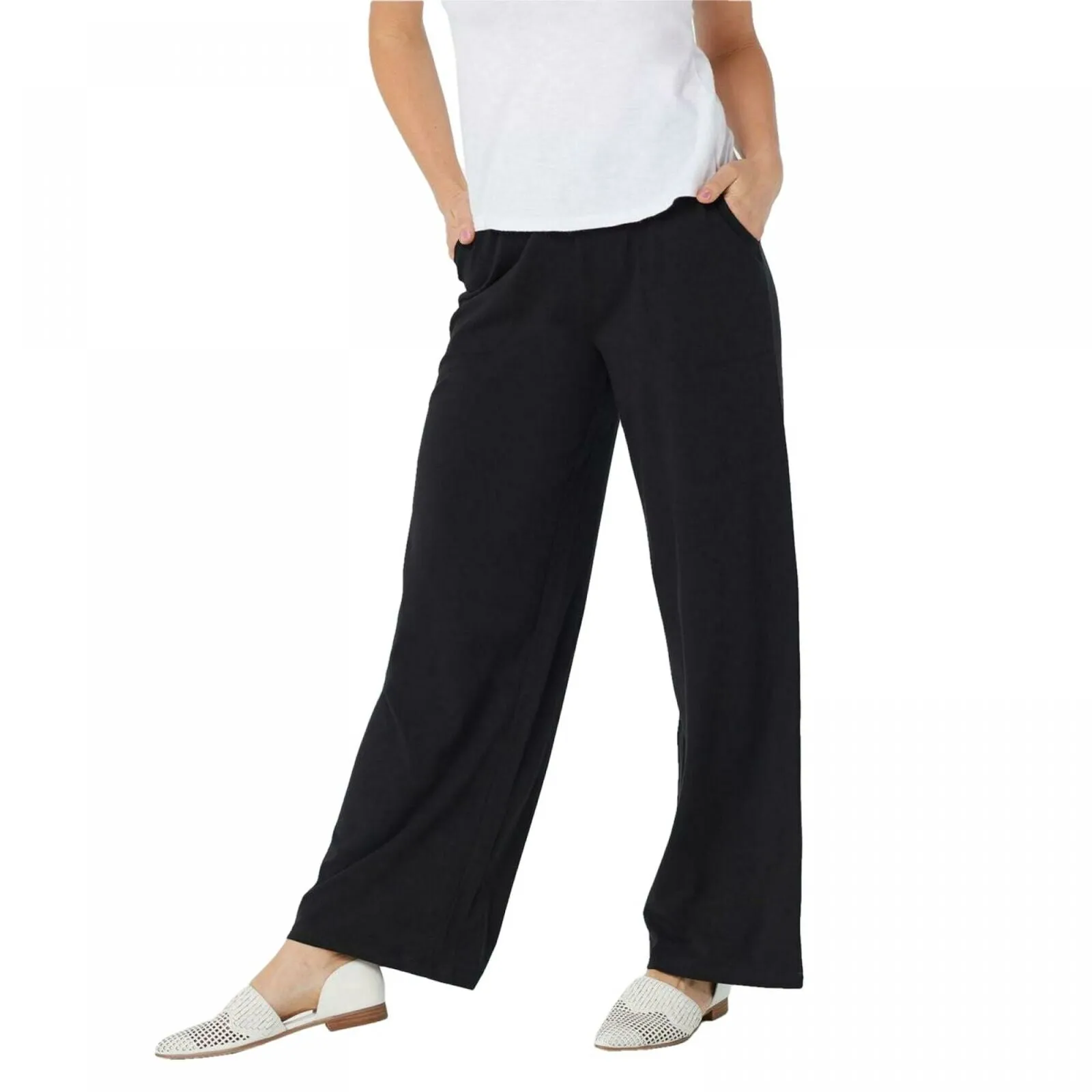 Denim & Co. Plus Petite Pull-On Wide Leg Beach Pants