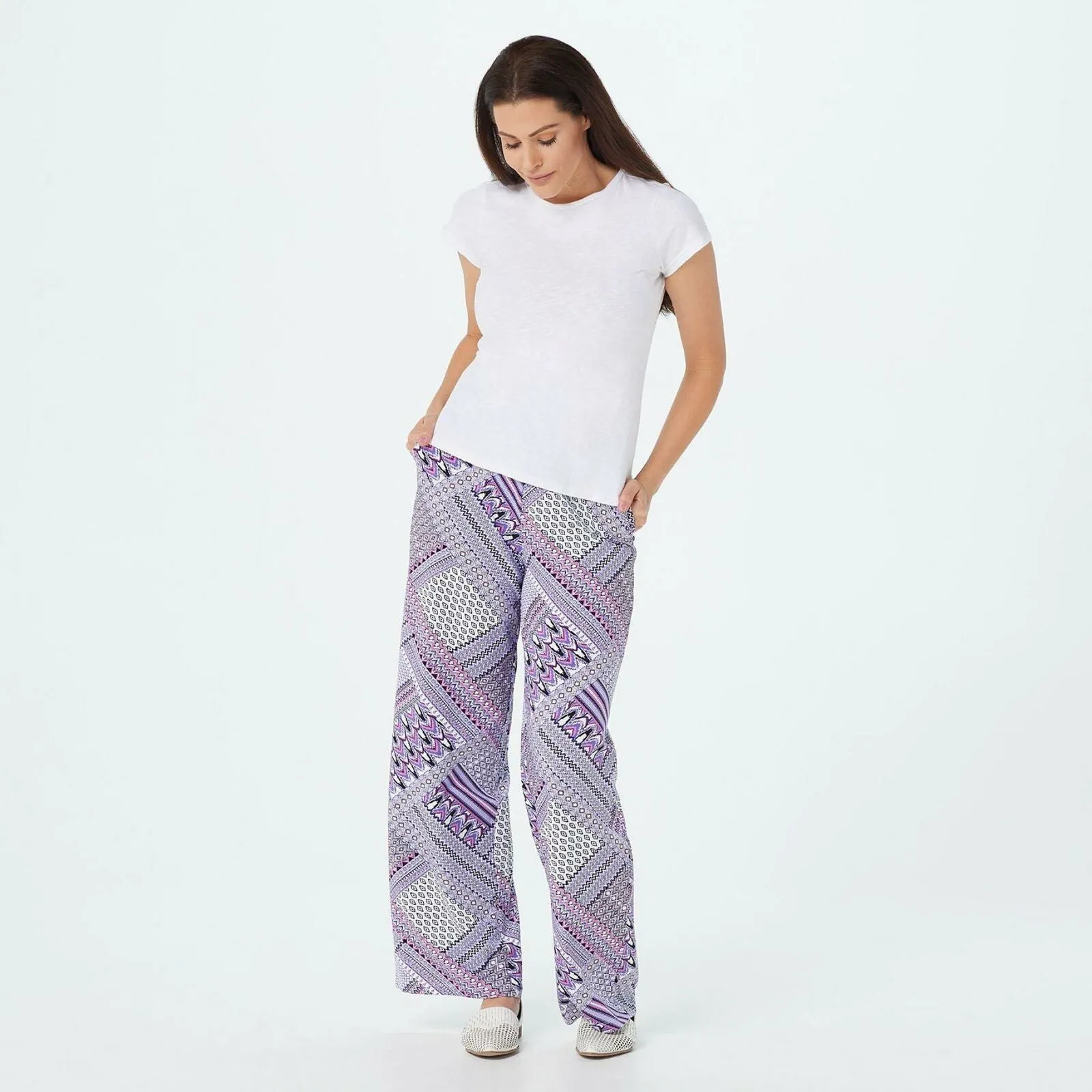 Denim & Co. Plus Petite Pull-On Wide Leg Beach Pants