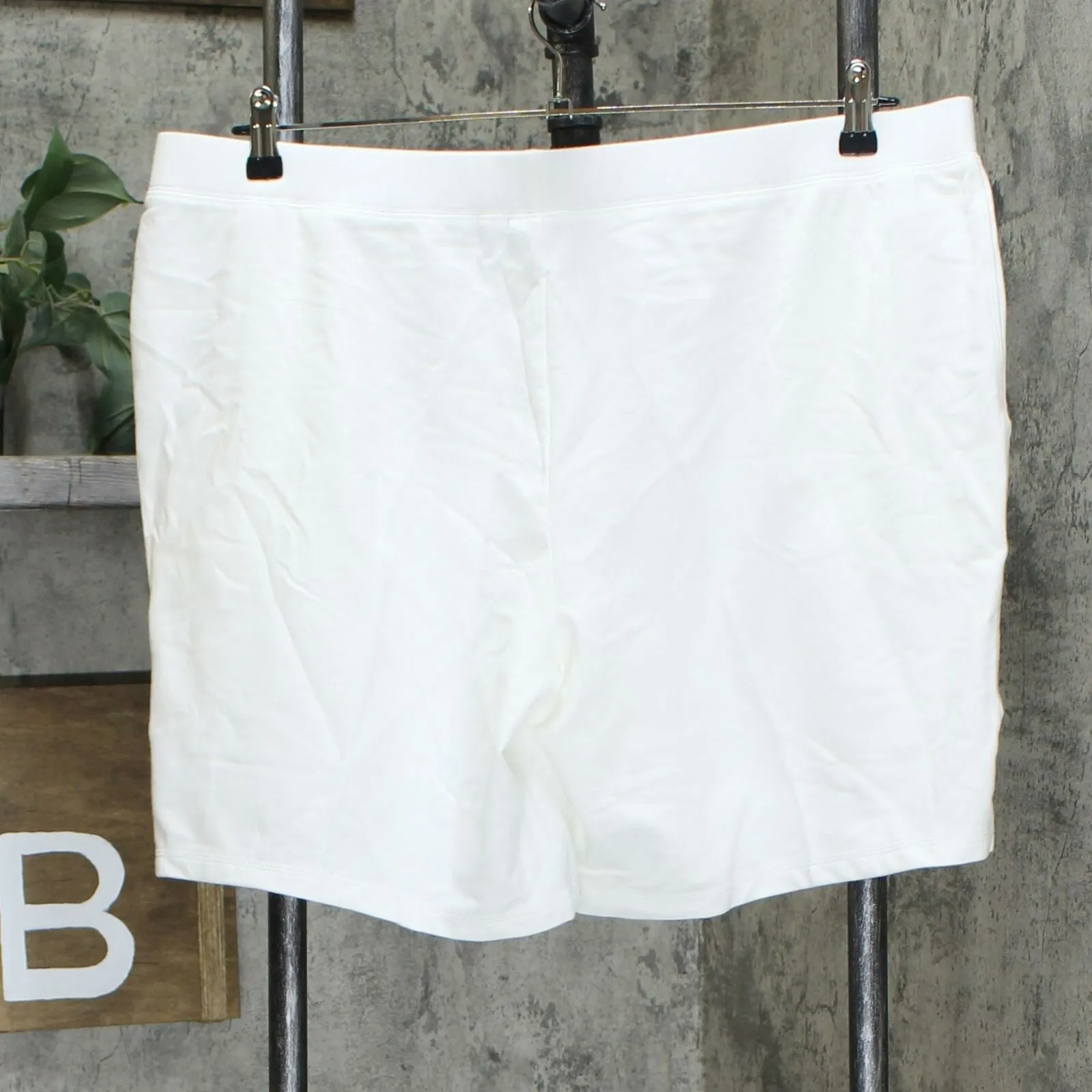 Denim & Co. Women's Active French Terry Shorts With Stitch Details White XL