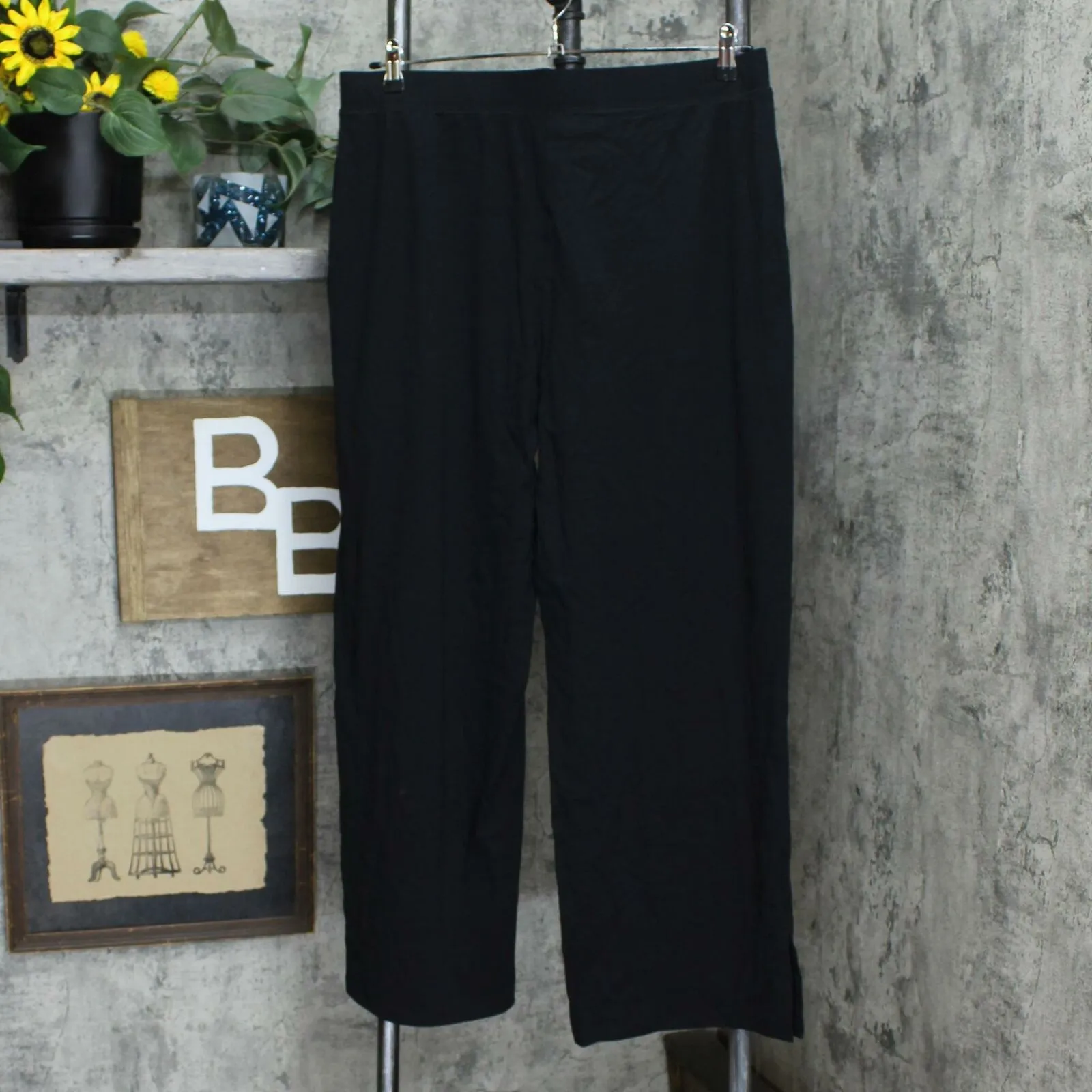 Denim & Co Women's Beach Pull-On Pants With Slit Hem Black Large