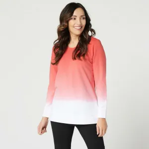 Denim & Co. Women's French Terry Dip Dye Long-Sleeve Tunic Top