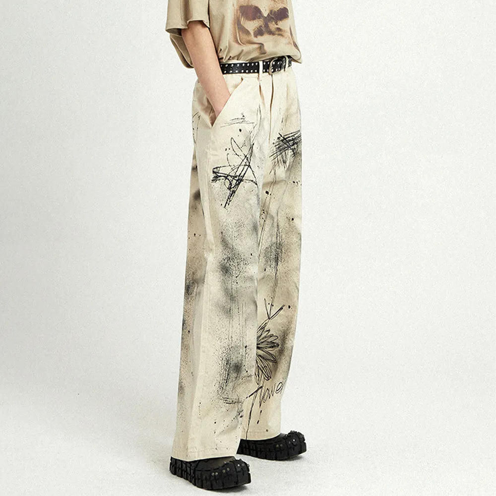 DF White And Black Ink Design Jeans