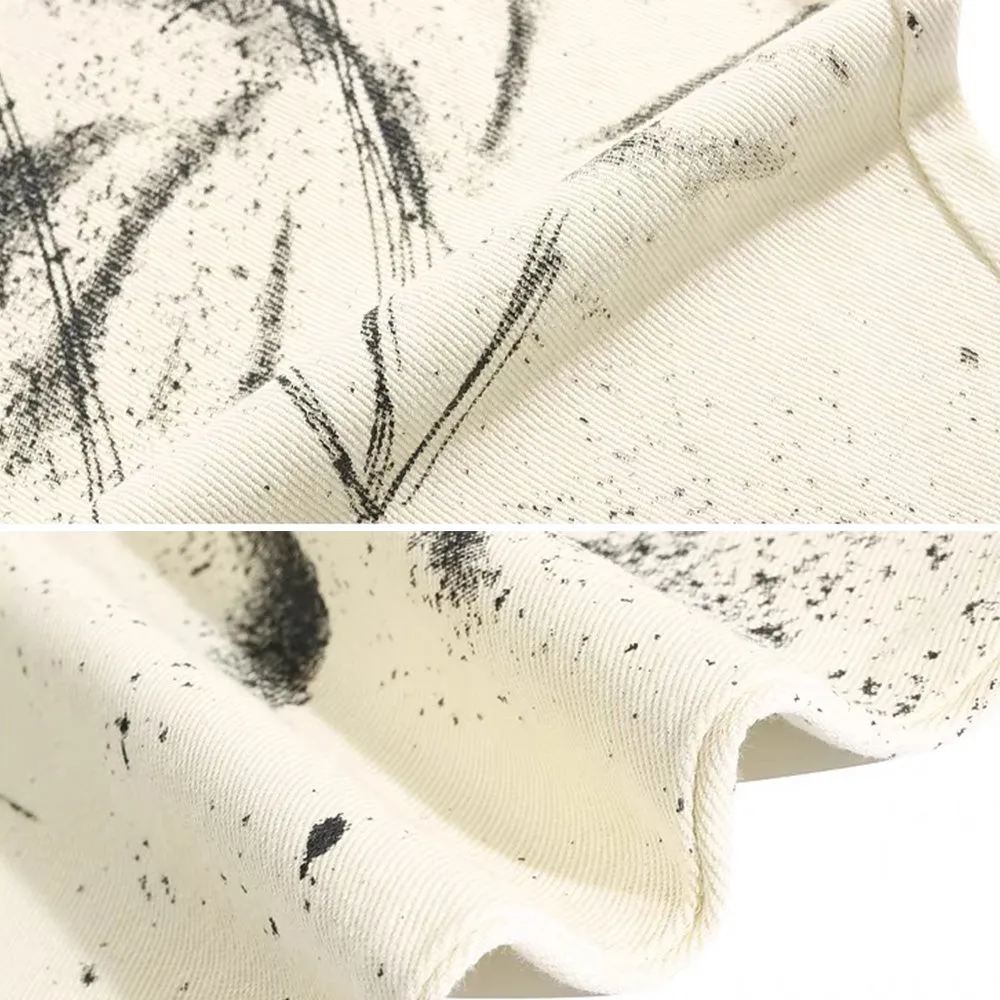 DF White And Black Ink Design Jeans