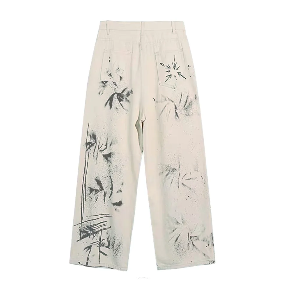 DF White And Black Ink Design Jeans