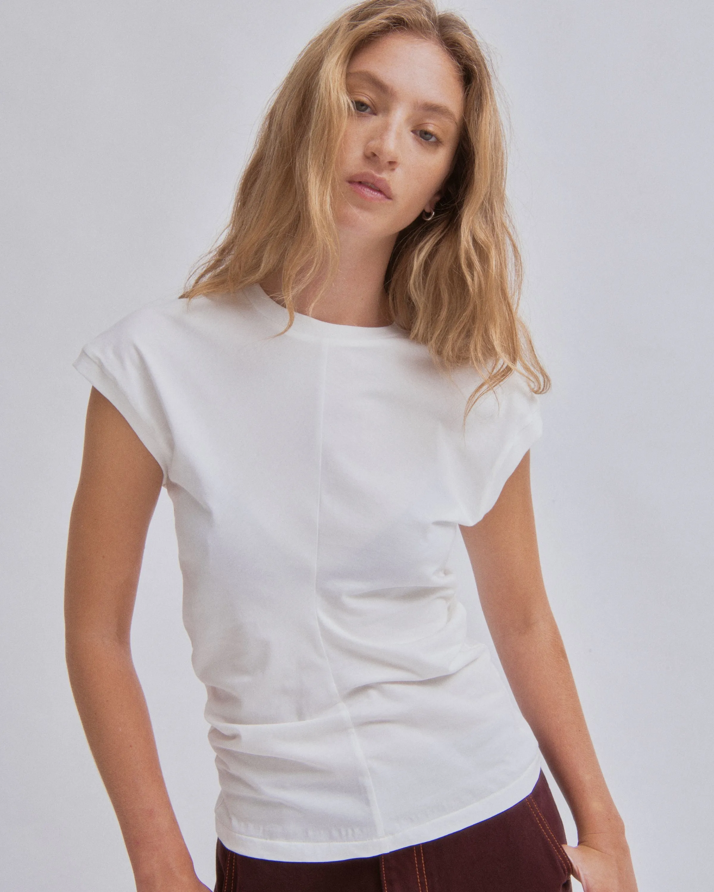 Draped Tee in  White
