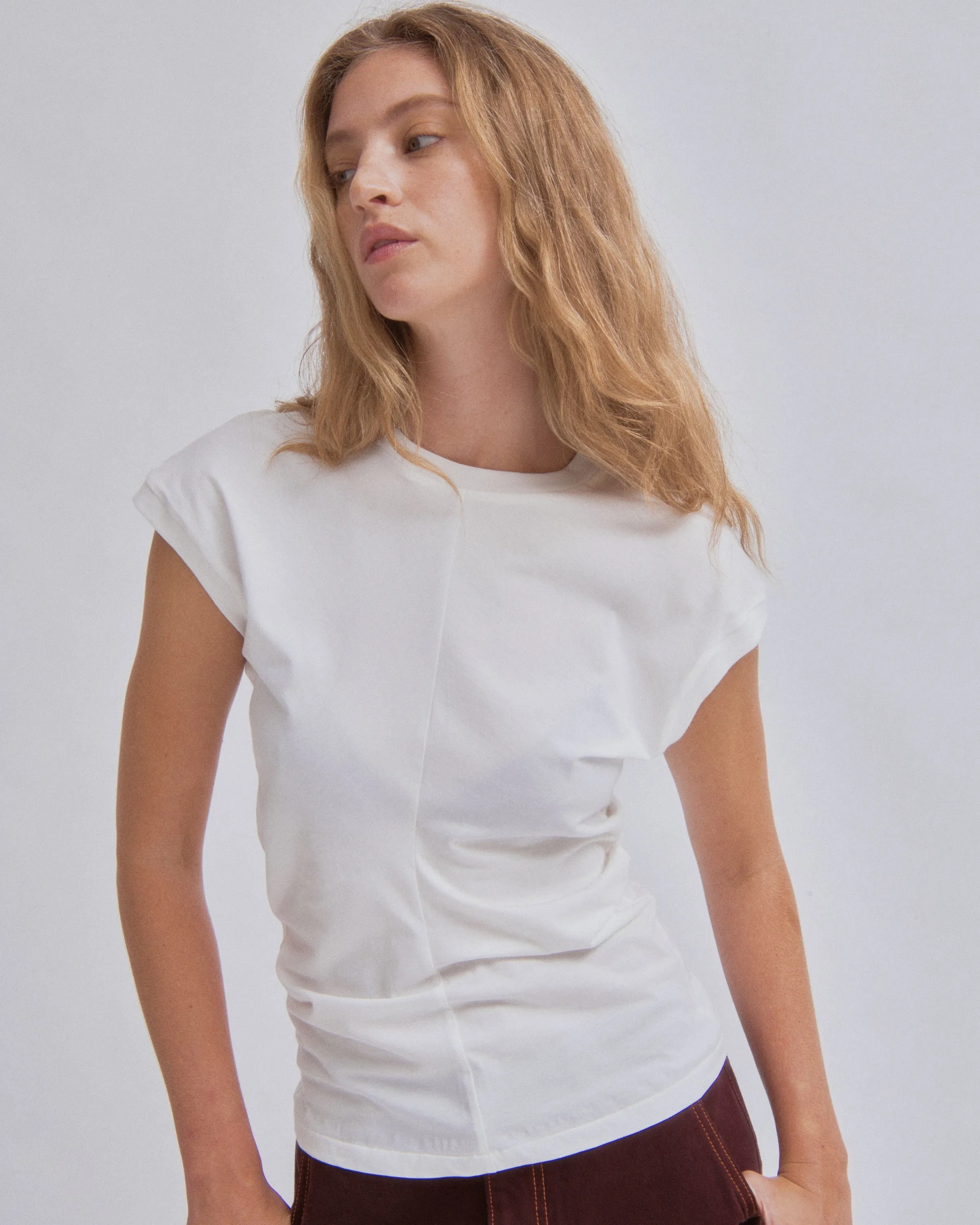 Draped Tee in  White