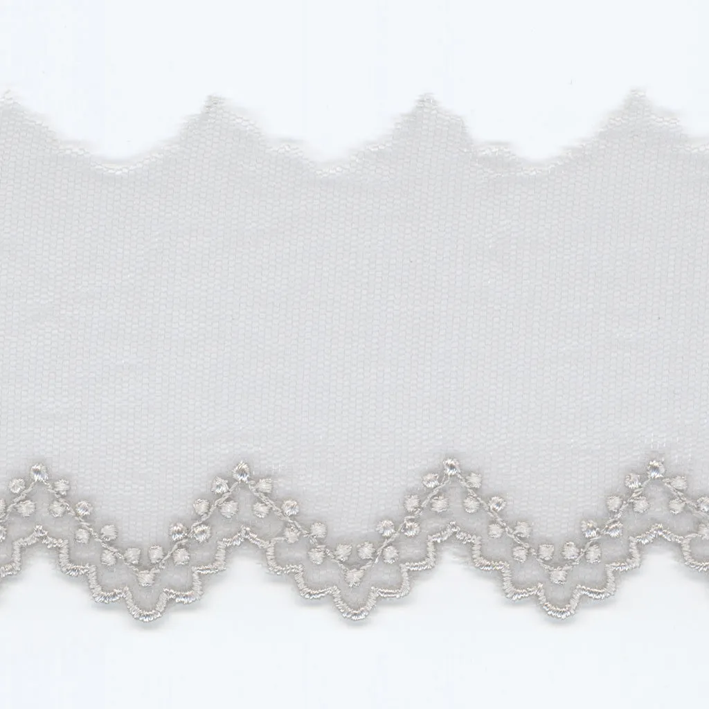 Embroidered Tulle Lace #100 Pale Silver