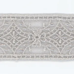 Embroidered Tulle Lace #100 Pale Silver