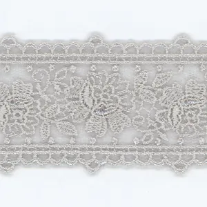 Embroidered Tulle Lace #100 Pale Silver