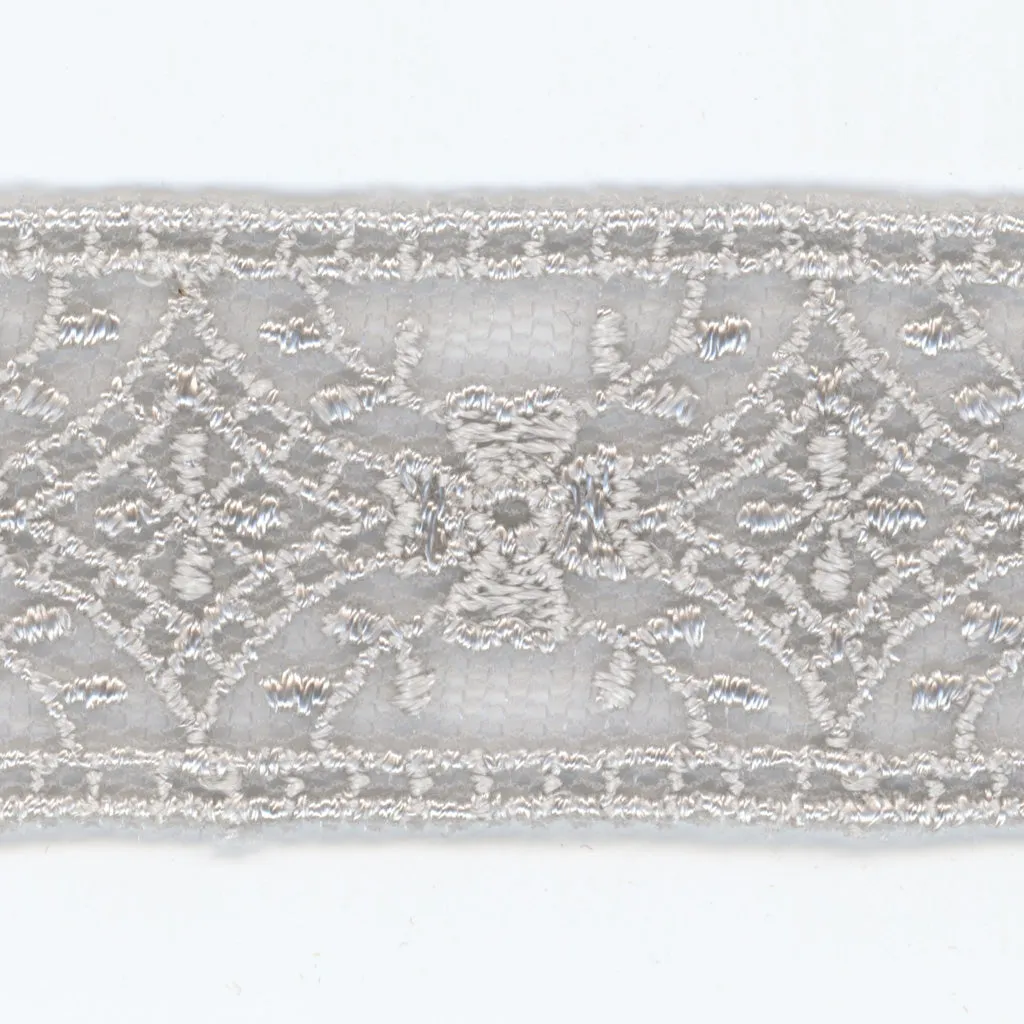 Embroidered Tulle Lace #100 Pale Silver