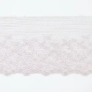Embroidered Tulle Lace #146 White Purple