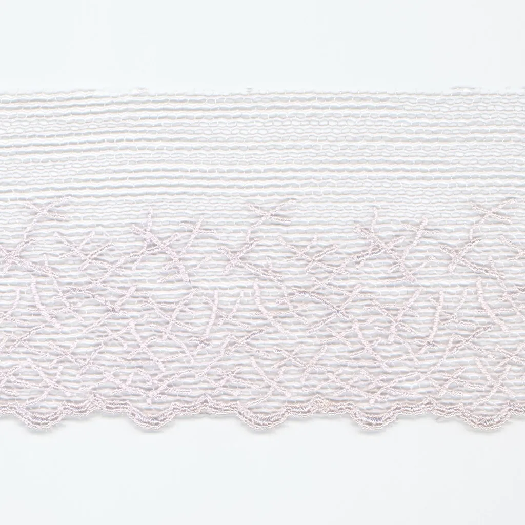 Embroidered Tulle Lace #146 White Purple