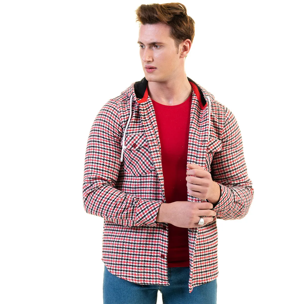 European Wool Luxury Zippered With Hoodie Sweater Jacket Warm Winter Tailor Fit
