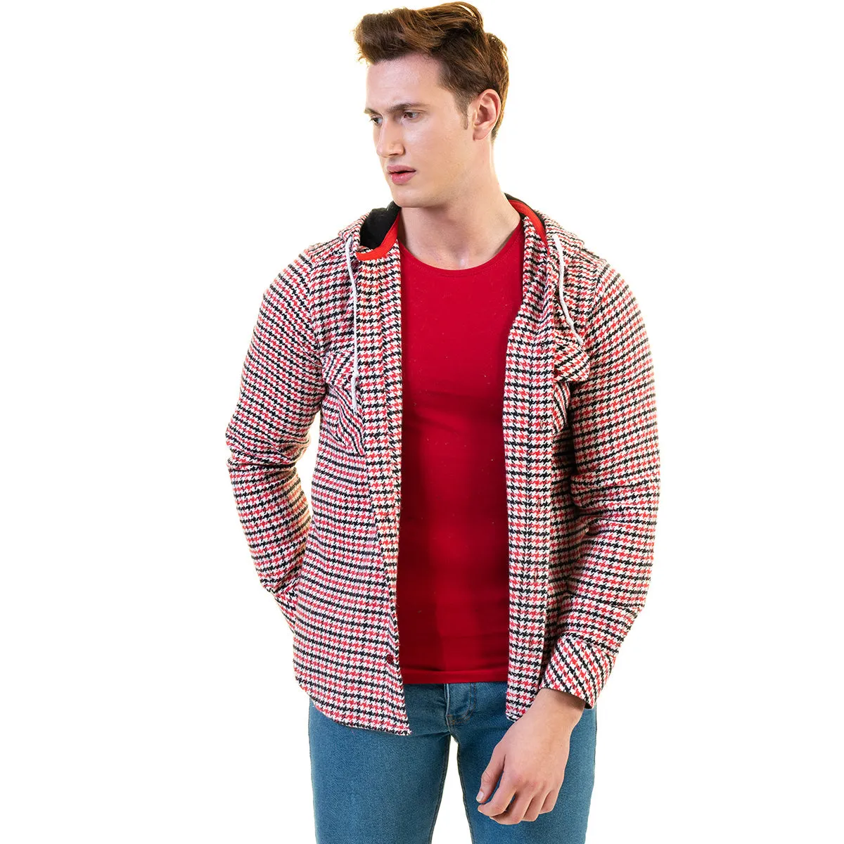 European Wool Luxury Zippered With Hoodie Sweater Jacket Warm Winter Tailor Fit