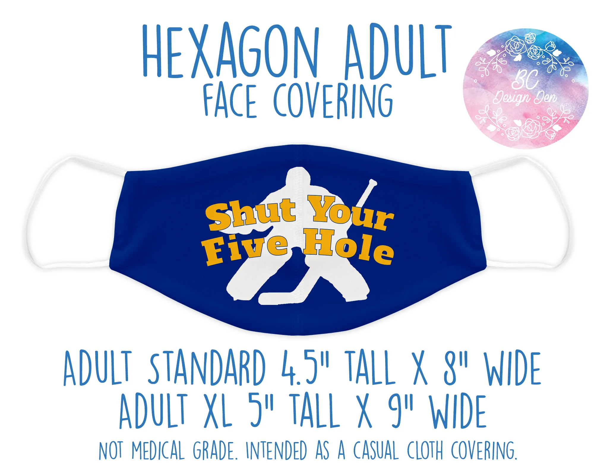Face Covering Hockey Five Hole Blue Yellow