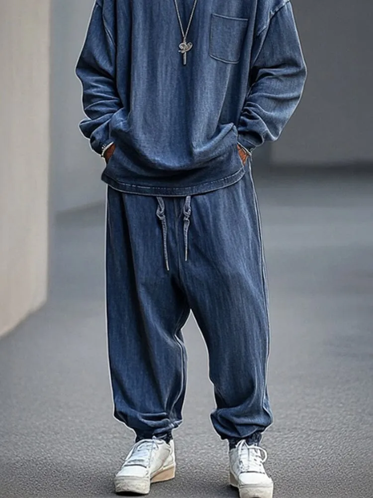 Fashion Faux Denim 2-Piece Set