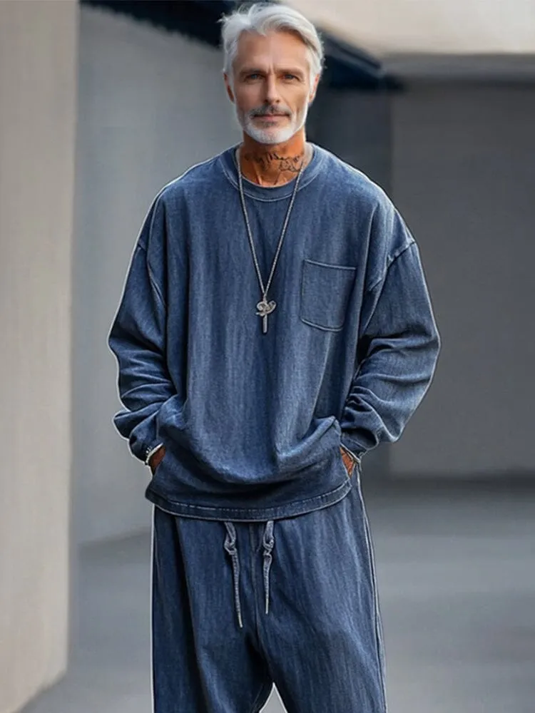 Fashion Faux Denim 2-Piece Set