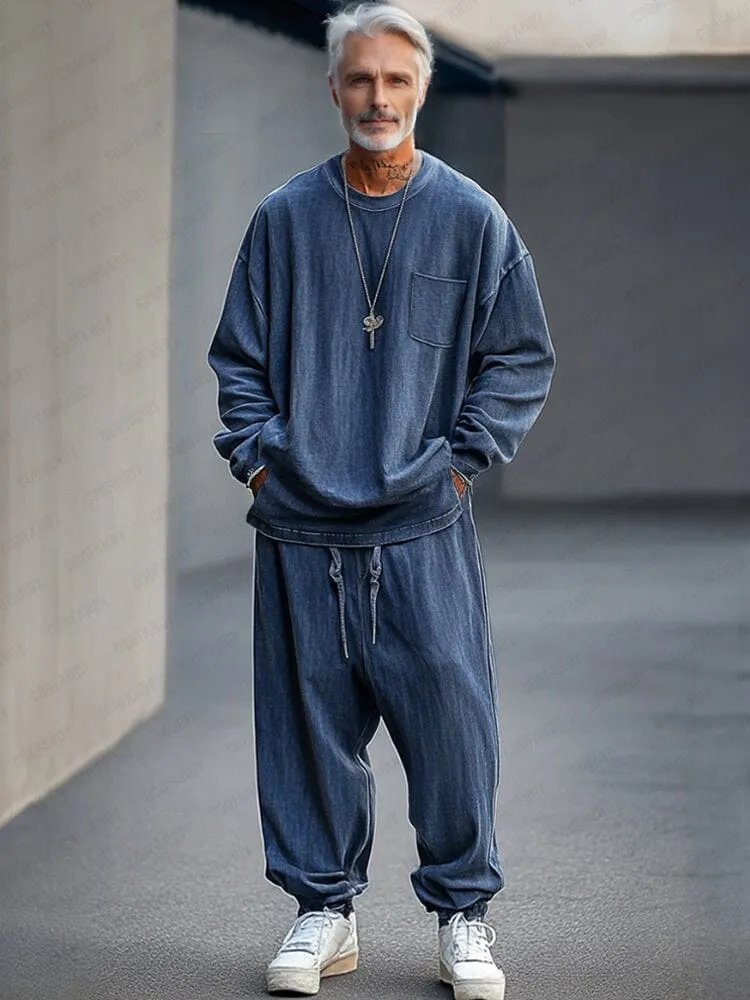 Fashion Faux Denim 2-Piece Set