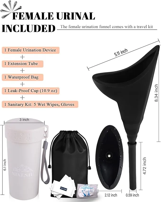 Female Urination Device with Cup, Female Urinals Portable Pee Funnel for Women - Standing Up to Pee Anywhere, Womens Pee Funnel Camping/Hiking Gear Gifts for Women