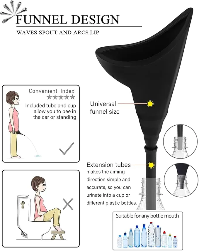 Female Urination Device with Cup, Female Urinals Portable Pee Funnel for Women - Standing Up to Pee Anywhere, Womens Pee Funnel Camping/Hiking Gear Gifts for Women