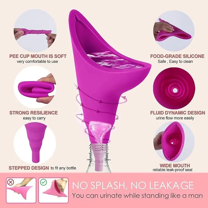 Female Urination Device with Cup, Female Urinals Portable Pee Funnel for Women - Standing Up to Pee Anywhere, Womens Pee Funnel Camping/Hiking Gear Gifts for Women