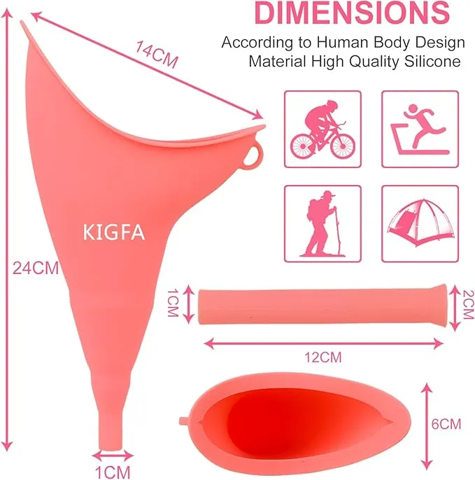 Female Urination Device,Reusable Portable Female Urinal Silicone Women to Pee Standing Up,Female Urinal Set Fits Outdoor Travel,Camping&Hiking,2 Sets