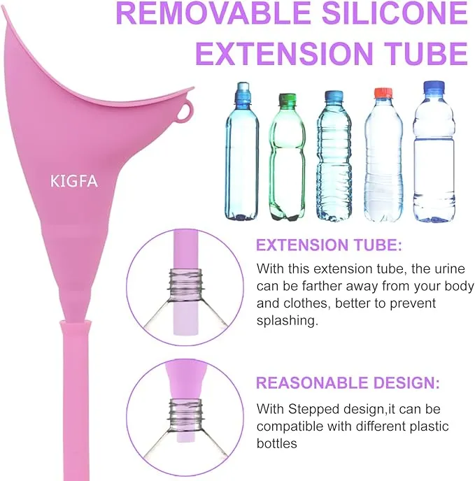 Female Urination Device,Reusable Portable Female Urinal Silicone Women to Pee Standing Up,Female Urinal Set Fits Outdoor Travel,Camping&Hiking,2 Sets
