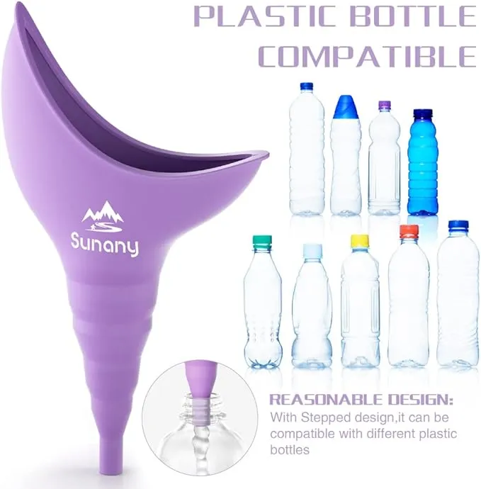Female Urination Device,Reusable Silicone Female Urinal Foolproof Women Pee Funnel Allows Women to Pee Standing Up,Women's Urinal is The Perfect Companion for Travel and Outdoor (Purple)