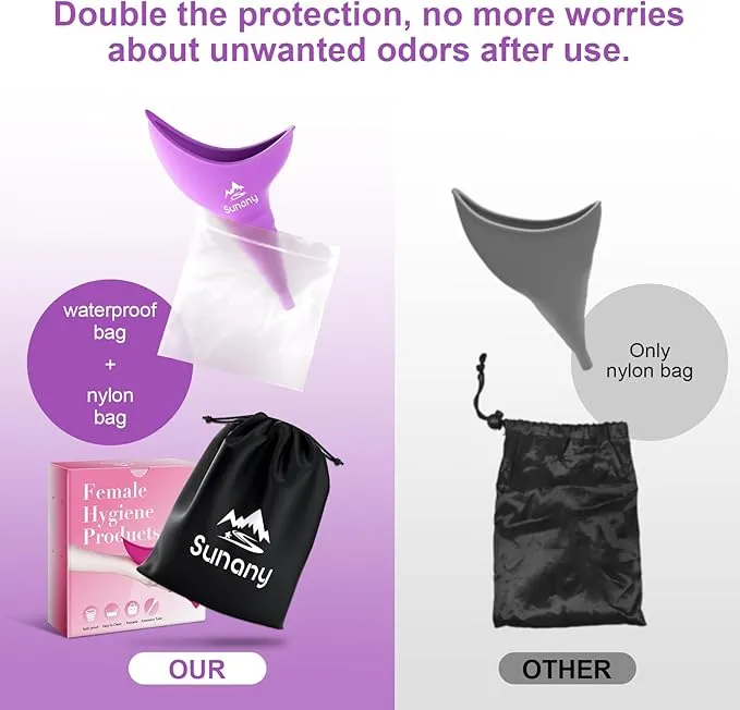 Female Urination Device,Reusable Silicone Female Urinal Foolproof Women Pee Funnel Allows Women to Pee Standing Up,Women's Urinal is The Perfect Companion for Travel and Outdoor (Purple)