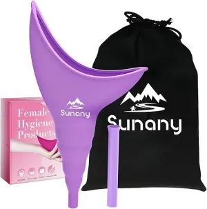 Female Urination Device,Reusable Silicone Female Urinal Foolproof Women Pee Funnel Allows Women to Pee Standing Up,Women's Urinal is The Perfect Companion for Travel and Outdoor (Purple)