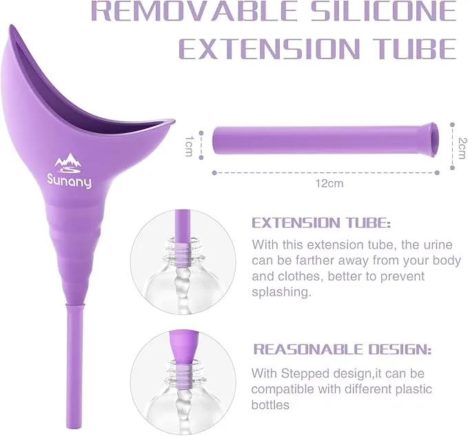 Female Urination Device,Reusable Silicone Female Urinal Foolproof Women Pee Funnel Allows Women to Pee Standing Up,Women's Urinal is The Perfect Companion for Travel and Outdoor (Purple)