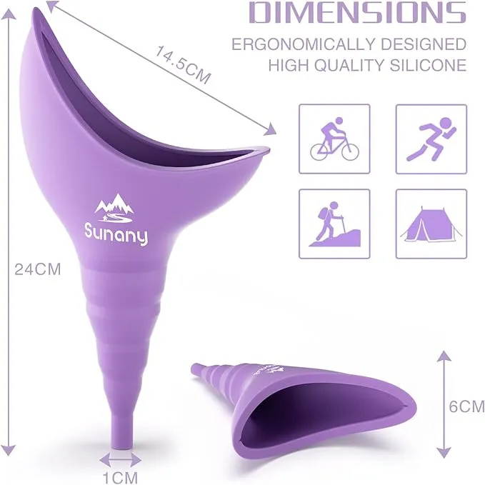 Female Urination Device,Reusable Silicone Female Urinal Foolproof Women Pee Funnel Allows Women to Pee Standing Up,Women's Urinal is The Perfect Companion for Travel and Outdoor (Purple)