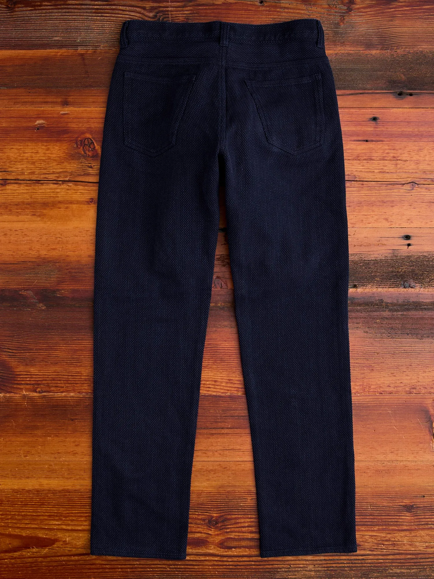 Fine Sashiko Hand Dyed 5-Pocket Pants in Indigo
