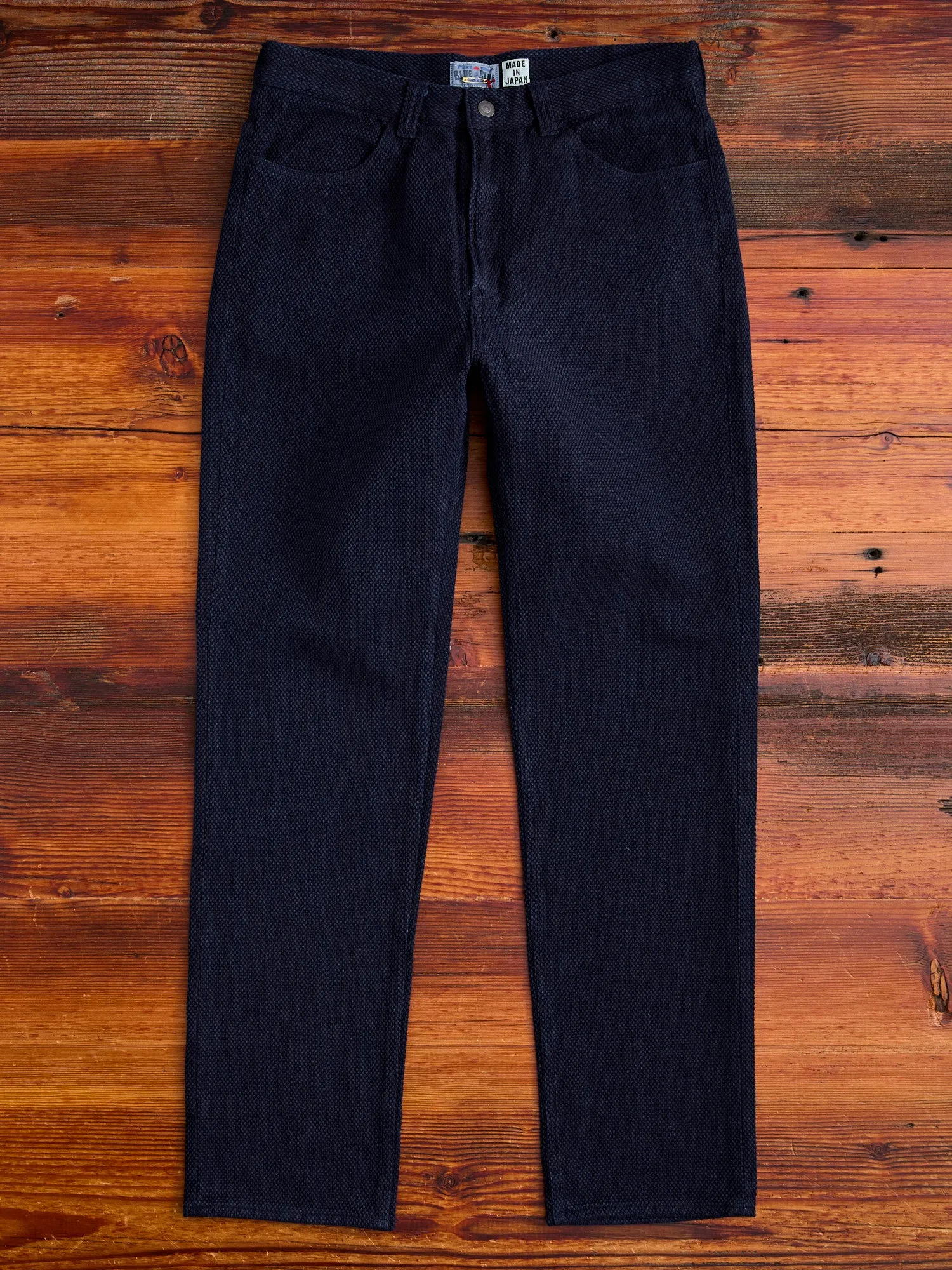 Fine Sashiko Hand Dyed 5-Pocket Pants in Indigo