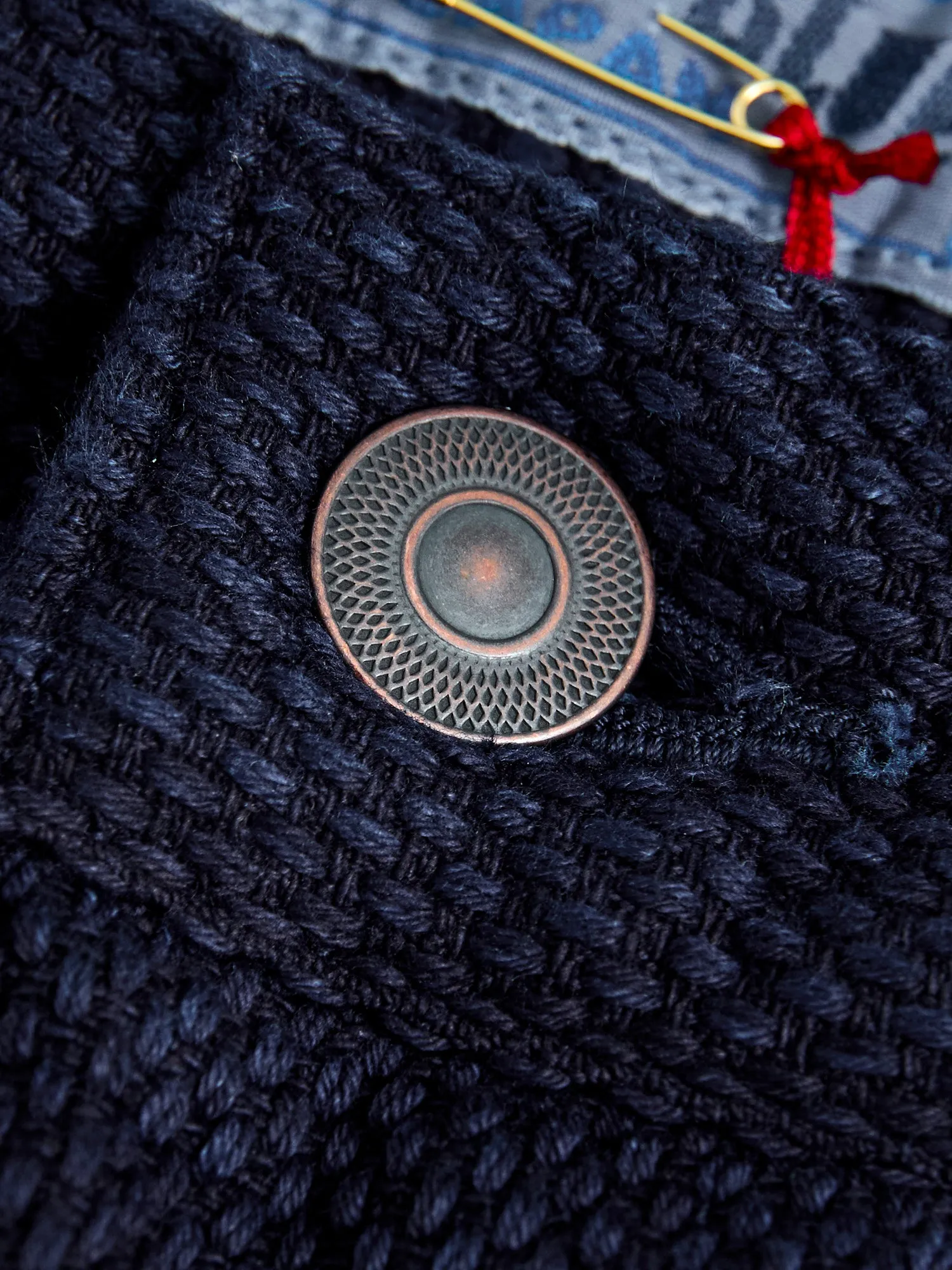 Fine Sashiko Hand Dyed 5-Pocket Pants in Indigo