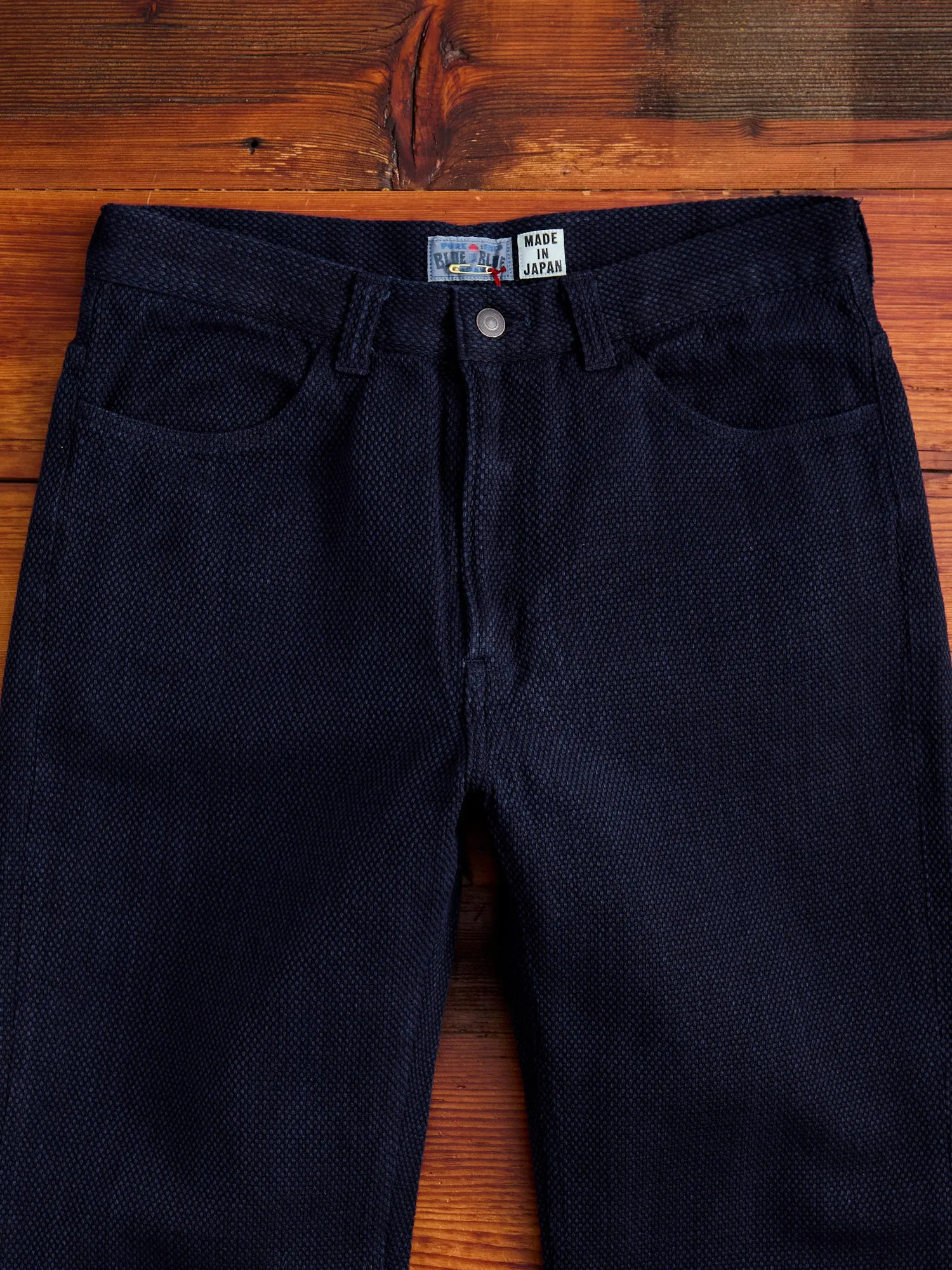 Fine Sashiko Hand Dyed 5-Pocket Pants in Indigo